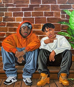 Otro Día Con Mi Hermano - Siglo XXI, Contemporáneo, Retrato Figurativo, Hombres