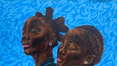 Synergie pacifique - 21e siècle, Contemporain, Portrait, Afrique Femmes, Bleu