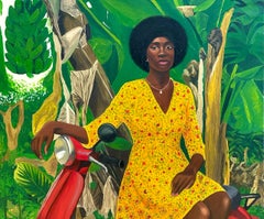 Red Scooter - 21st Century, Contemporary, Portrait, Africa Women, Floral