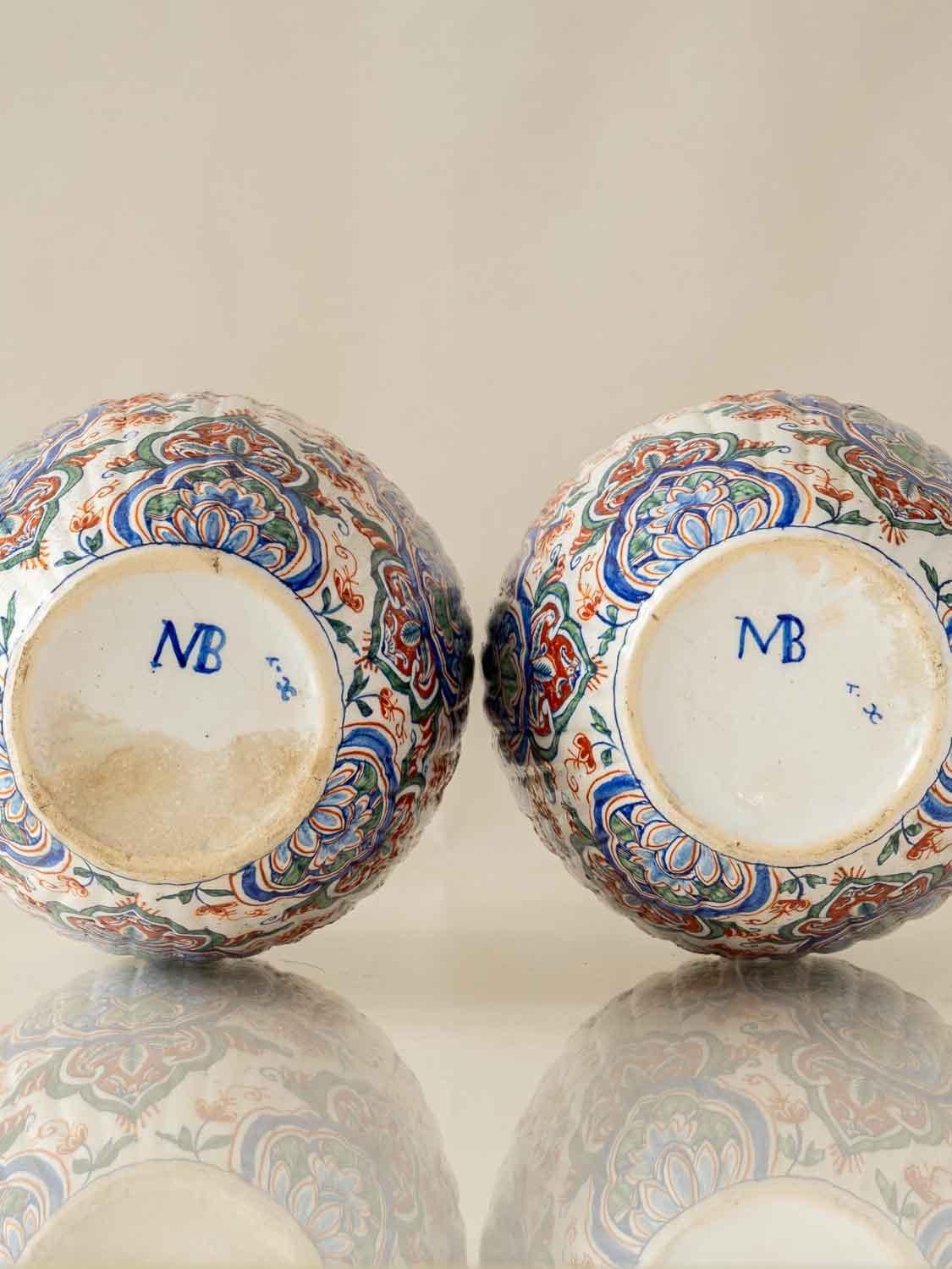 Samson Delftware Cashmere Palette Table Lamps, circa 1880, New Silk Shades 3