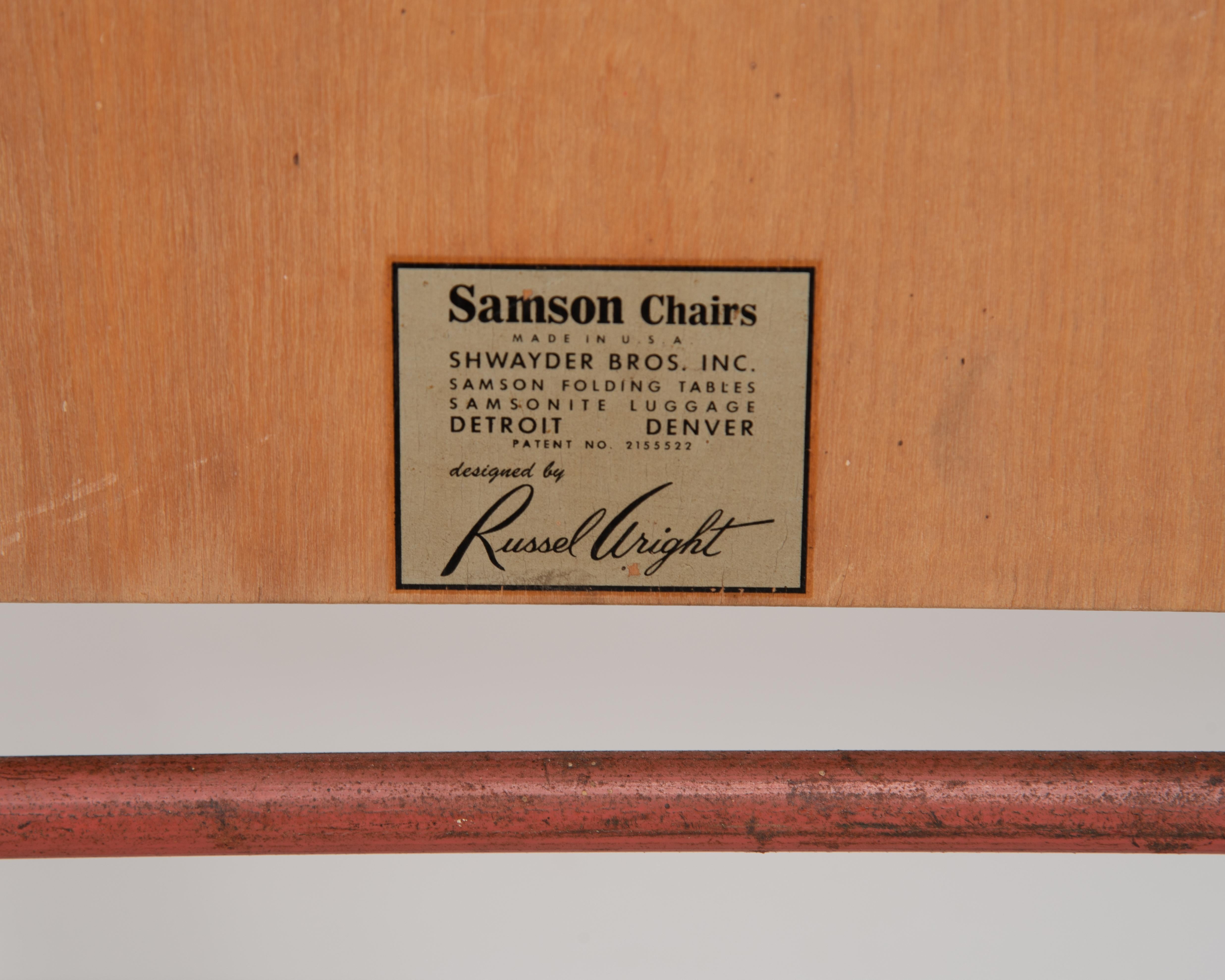 Chaise pliante Samson Russel Wright Shwayder Bros Inc. 1950s en vente 6