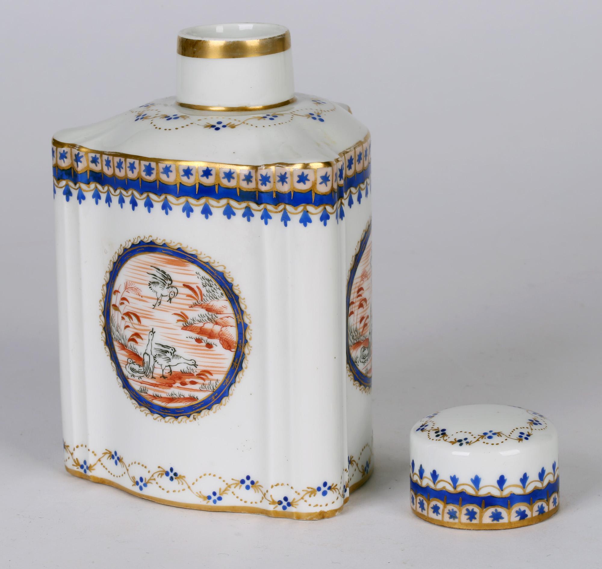 Samson French Porcelain Chinese Style Triangular Lidded Teacaddy For Sale 7