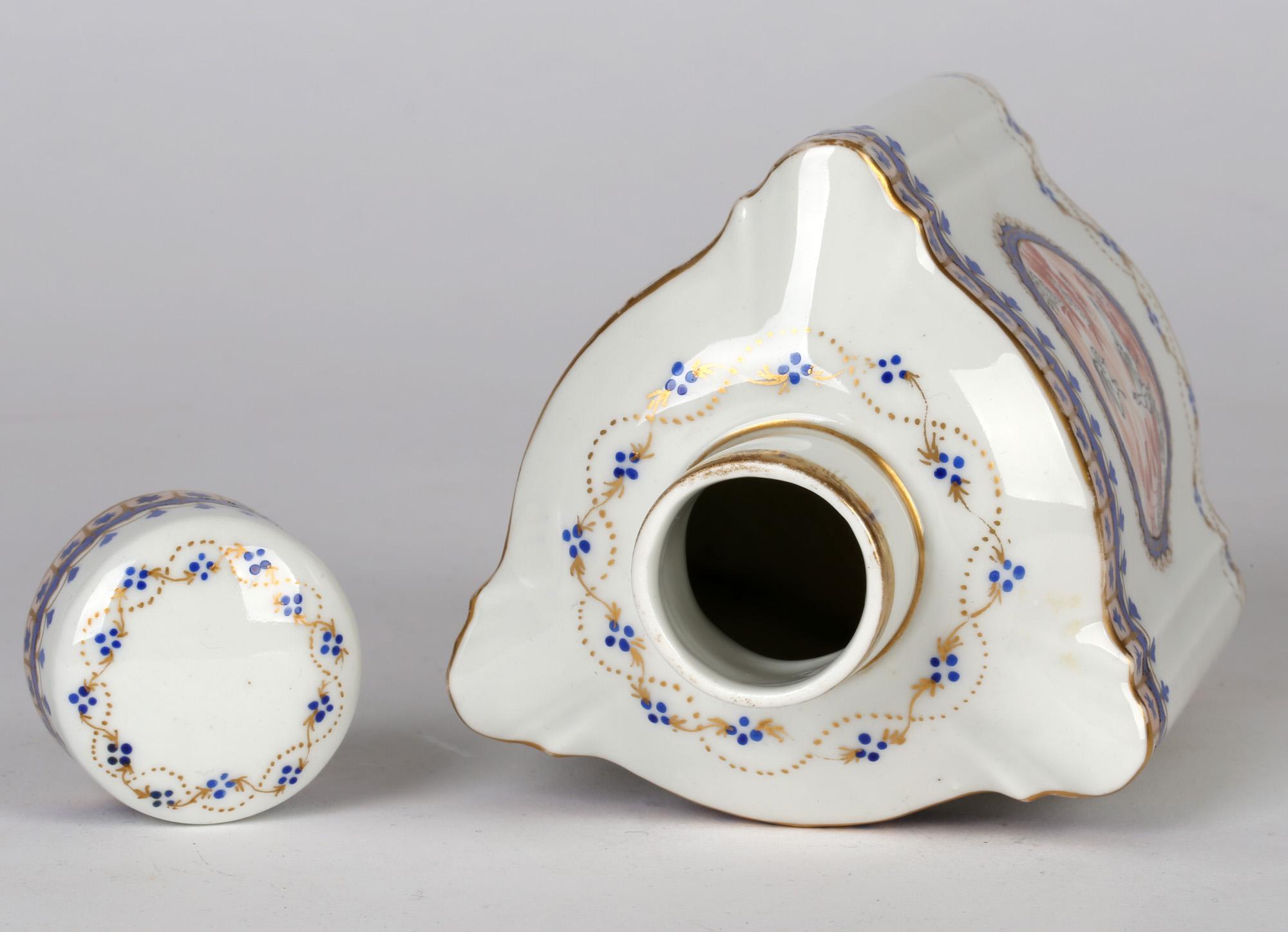 Hand-Painted Samson French Porcelain Chinese Style Triangular Lidded Teacaddy For Sale