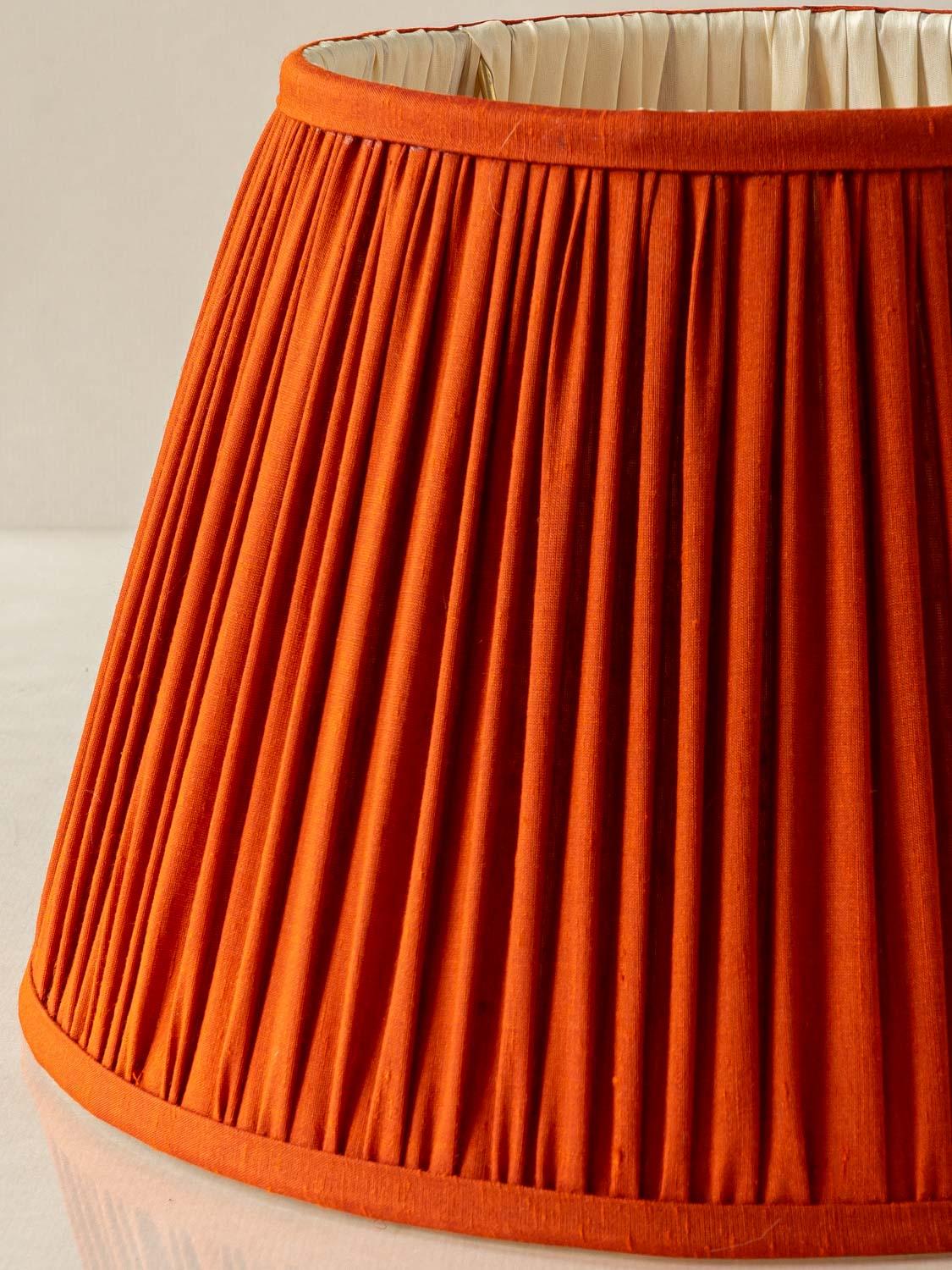 Hand-Painted Samson Iznik-Style Table Lamp, Late 19th C, with New Burnt Orange Silk Shade
