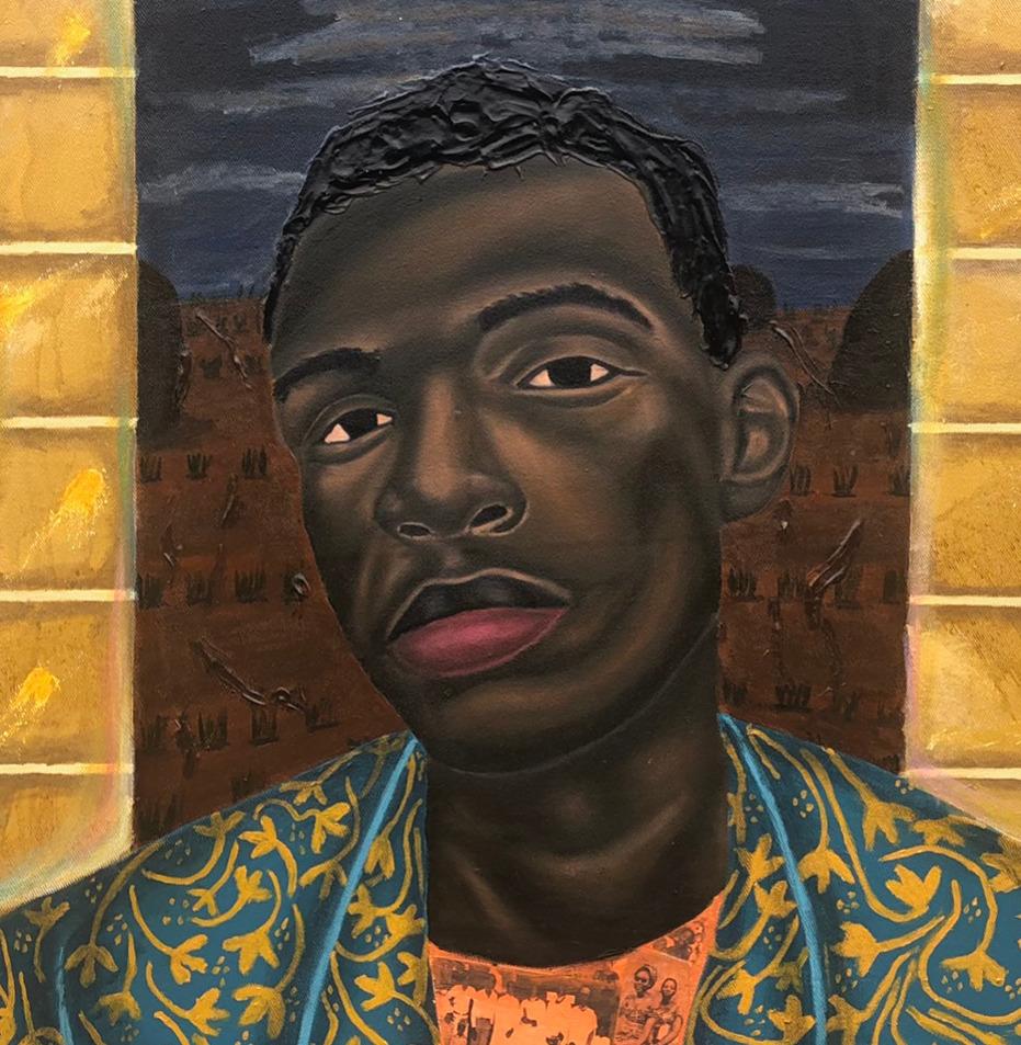 Chico en el País de las Maravillas 2 - Siglo XXI, Contemporáneo, Figurativo, Técnica mixta, Hombre - Figurative Painting Negro de Samson Olatubosun