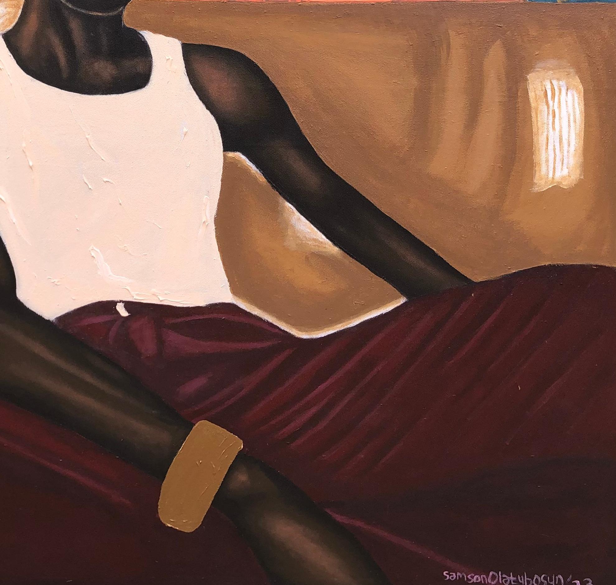 Moment of Reflections 2 - Modern Painting by Samson Olatubosun