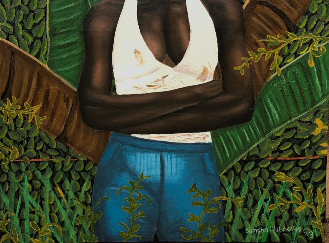 Hasta que todo se marchite 1 -Siglo XXI, Contemporáneo, Figurativo, Técnica mixta Mujer - Painting Moderno de Samson Olatubosun