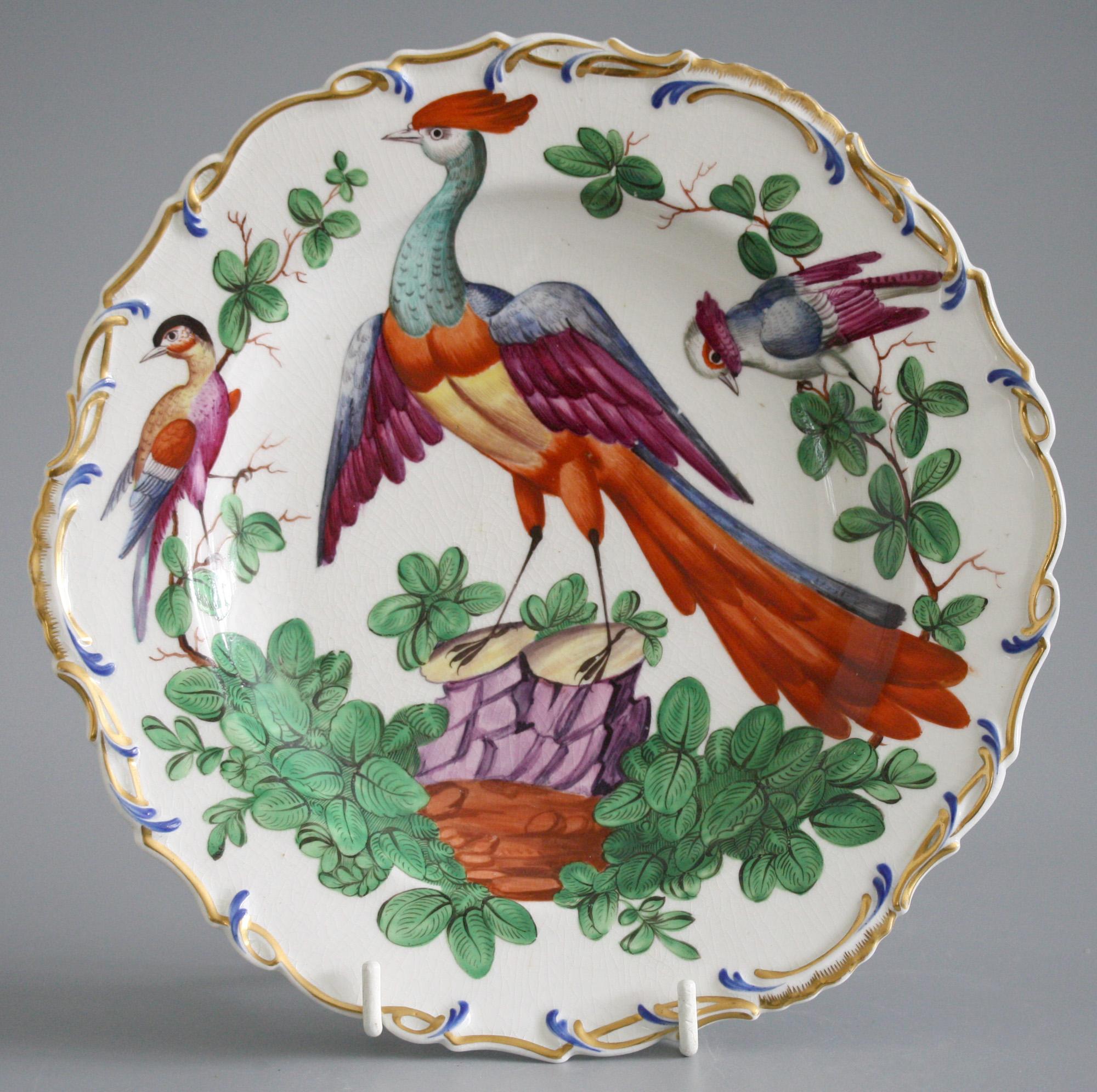 Pottery Samson Paris Chelsea Style Exotic Birds Painted Cabinet Plate For Sale