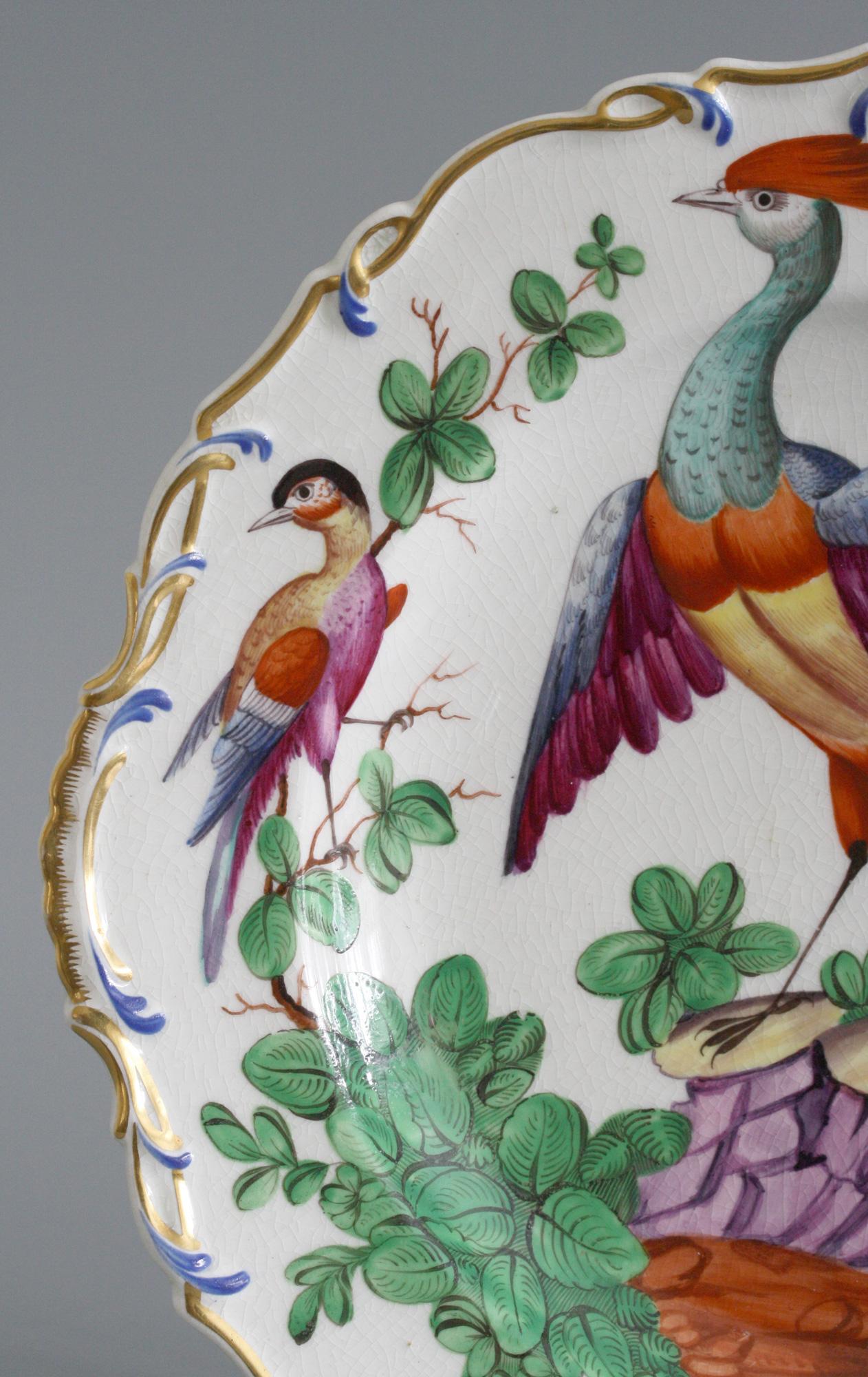 Samson Paris Chelsea Style Exotic Birds Painted Cabinet Plate For Sale 1