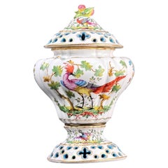 Samson Porcelain Covered Vase with Birds France, Late 19th Century, 11.4in
