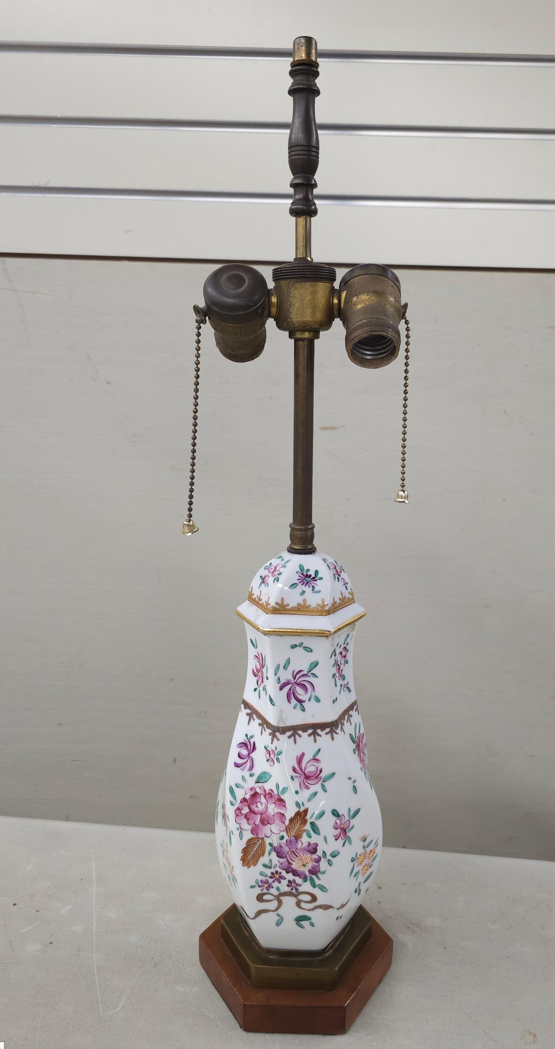 Unknown Samson Porcelain Famile Rose Style Covered Vase Mounted as Lamp For Sale