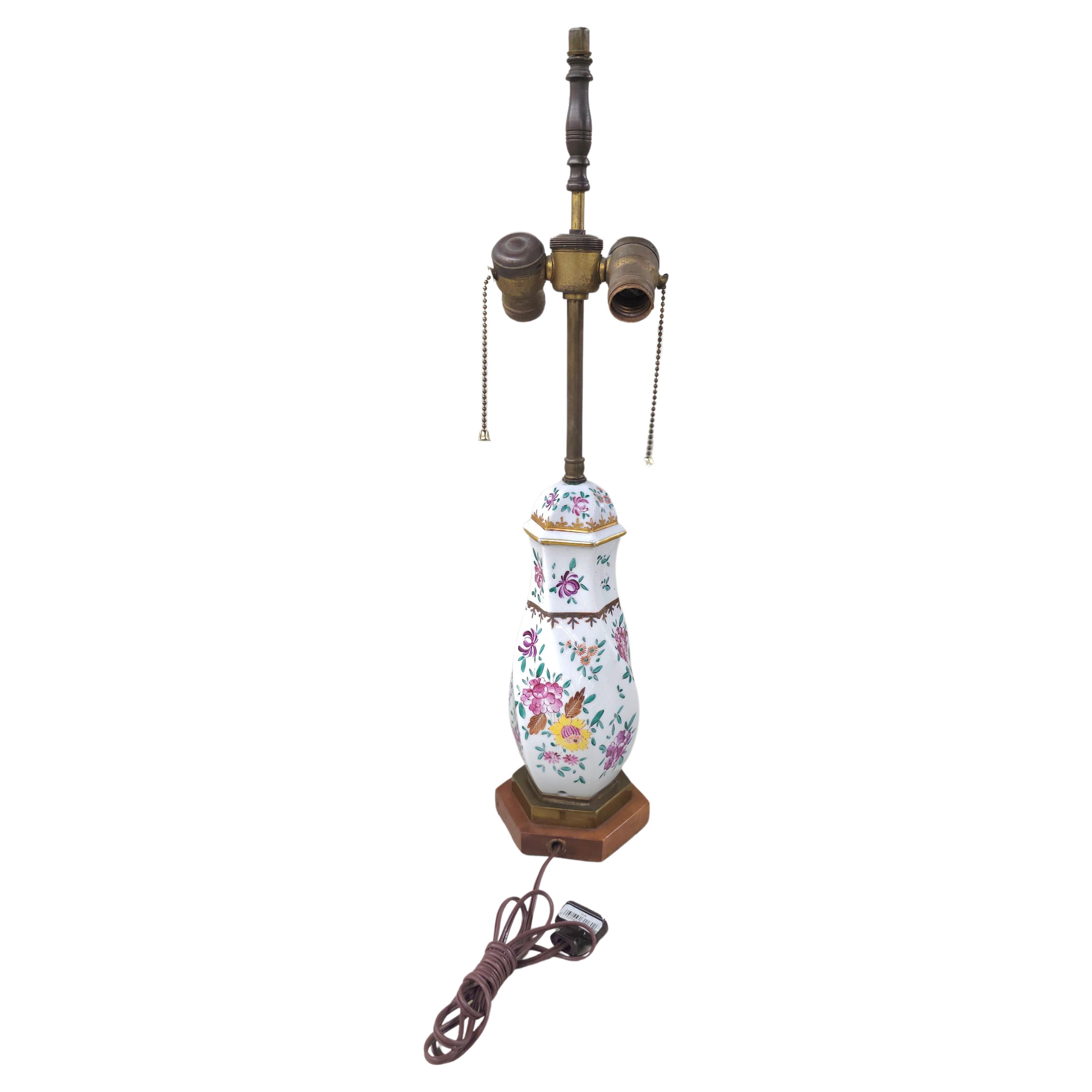 Samson Porcelain Famile Rose Style Covered Vase Mounted as Lamp