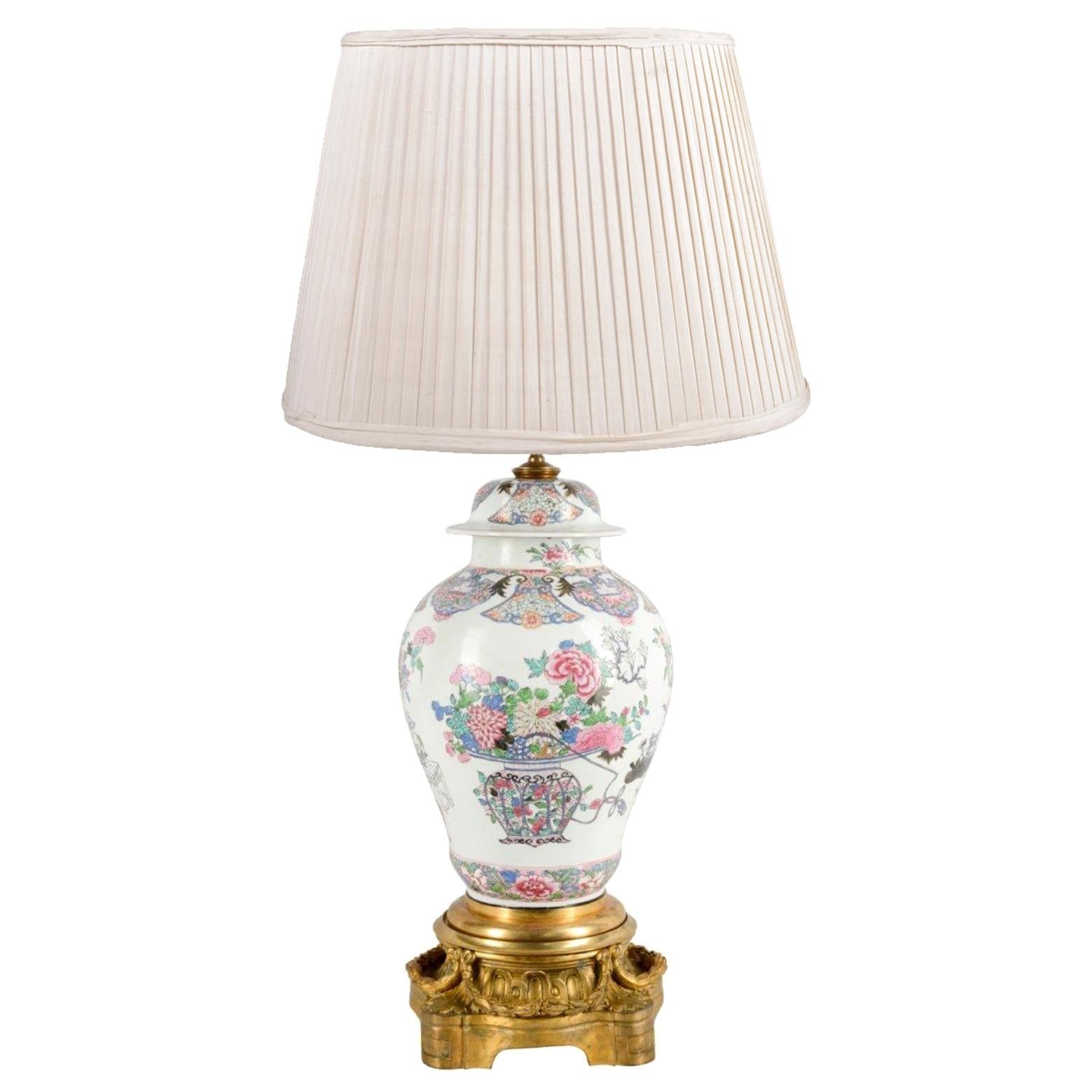 Pair of Oriental Samson Antique Porcelain Vase Table Lamps at 1stDibs
