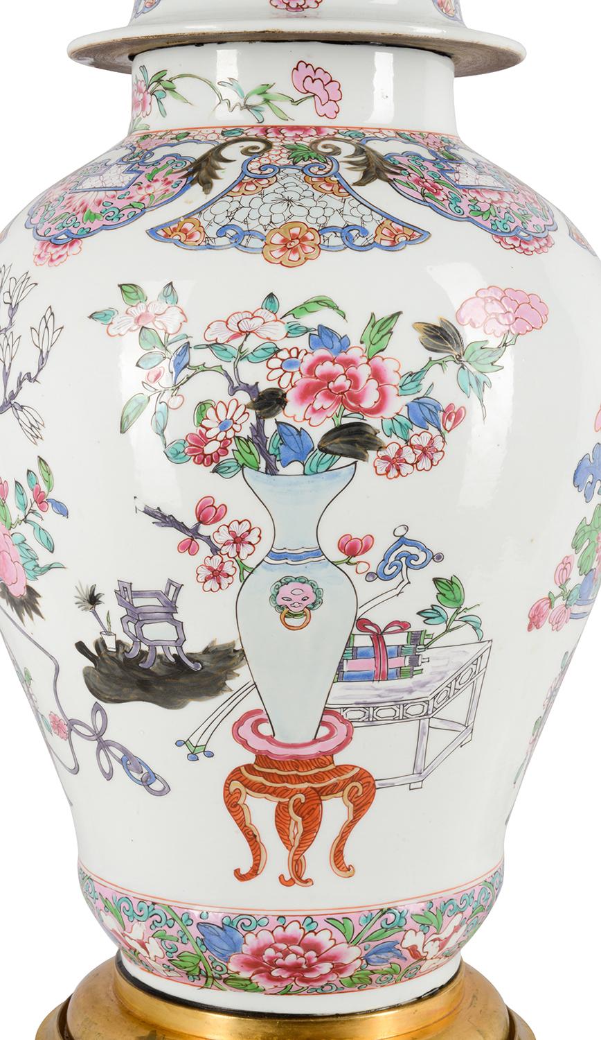 19th Century Samson Porcelain Famille Rose Style Lidded Vase For Sale