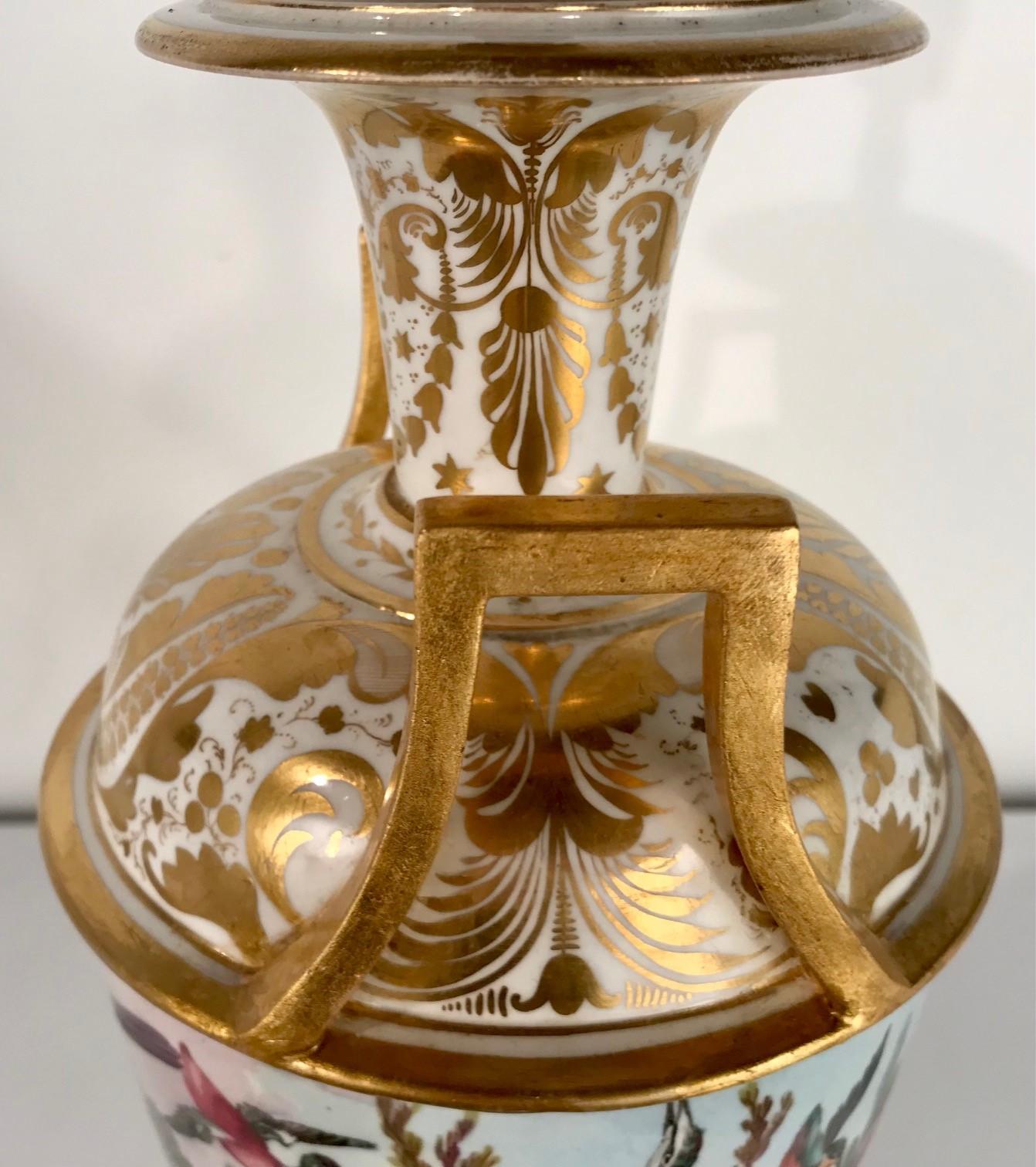 Jarrón ornitológico de porcelana Samson Pintado a mano en venta