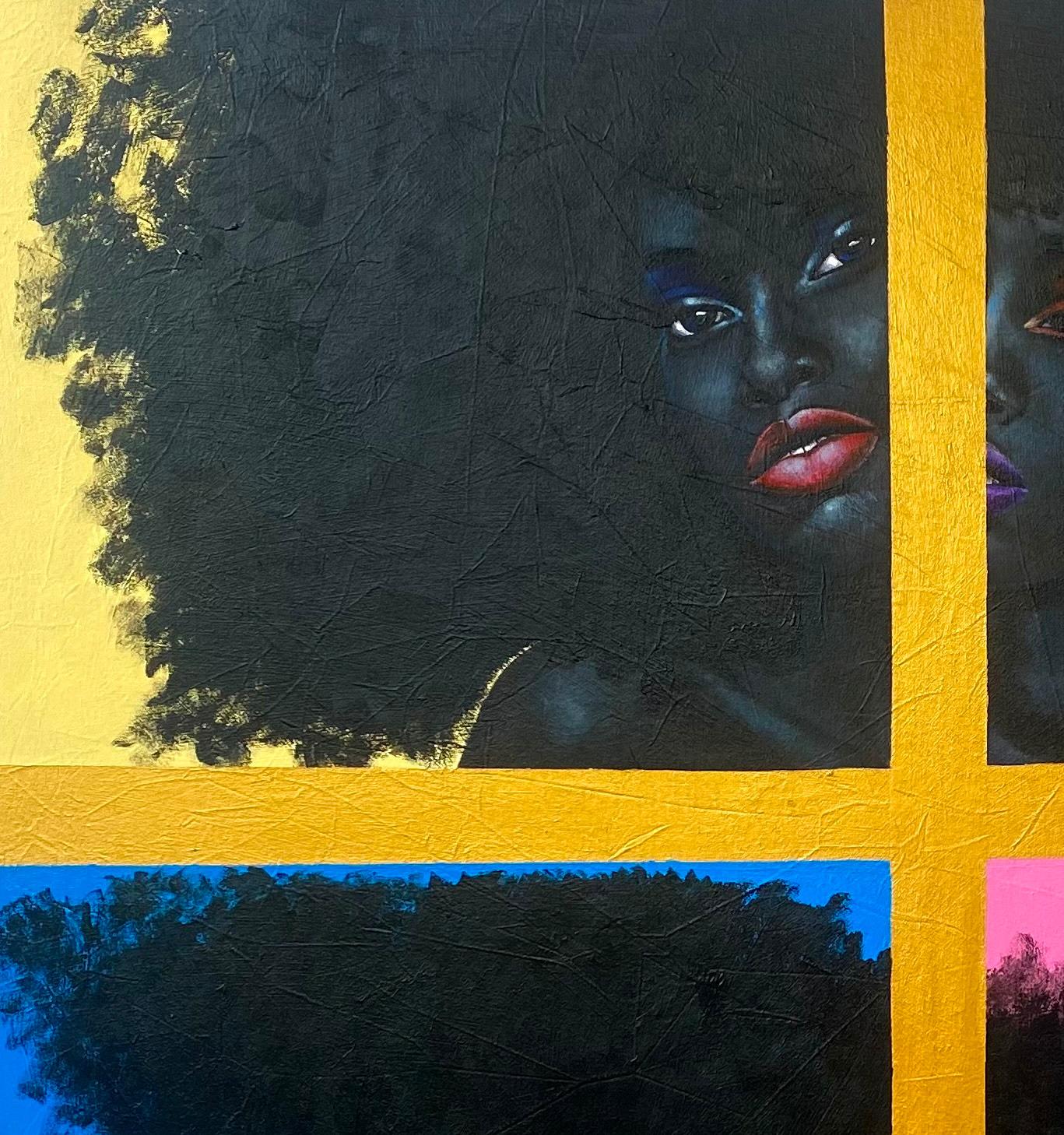 Face and Phases - 21st Century, Contemporary, Figurative Portrait, African Women - Painting by Samson Toba