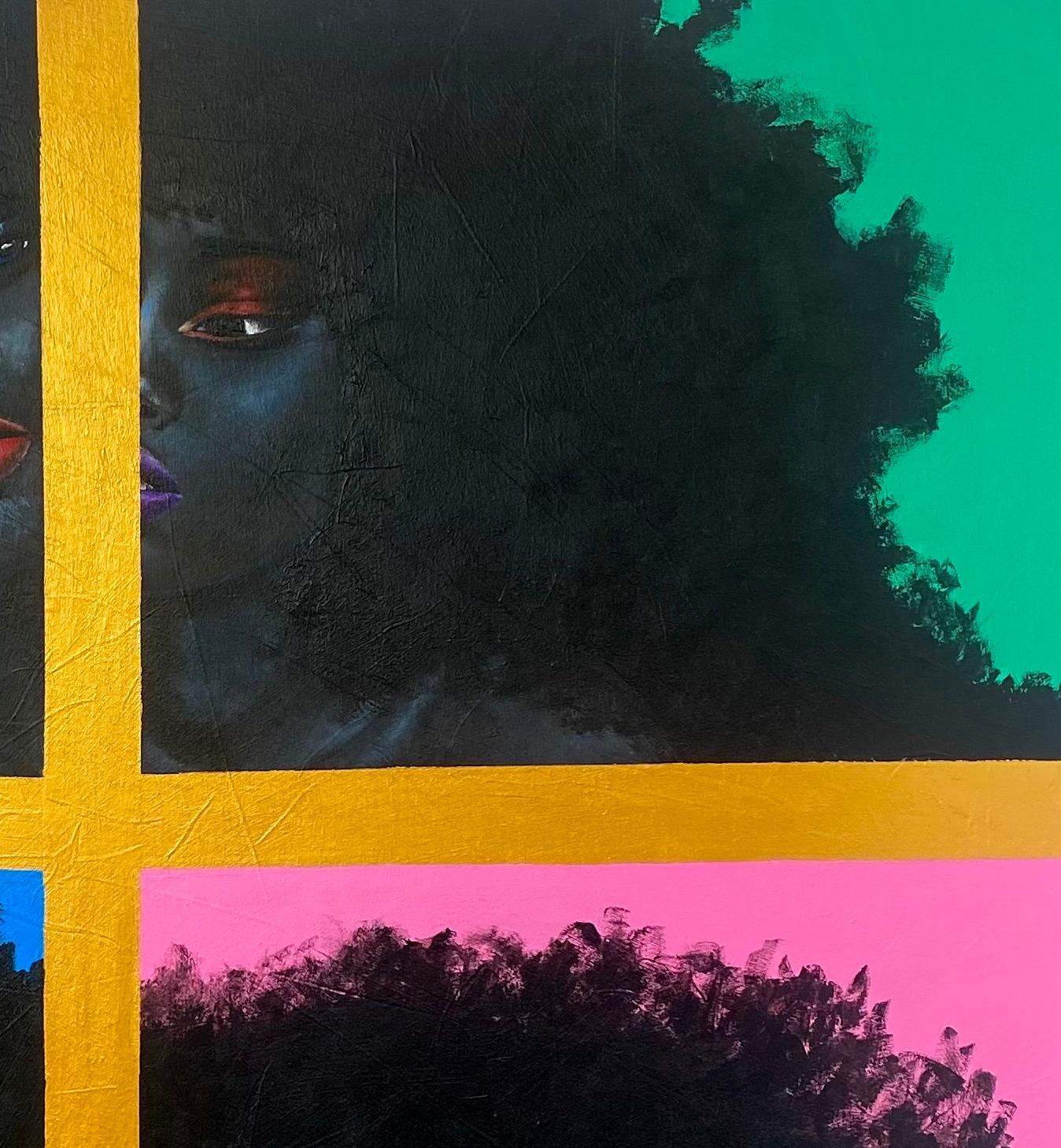 Face and Phases - 21st Century, Contemporary, Figurative Portrait, African Women - Expressionist Painting by Samson Toba