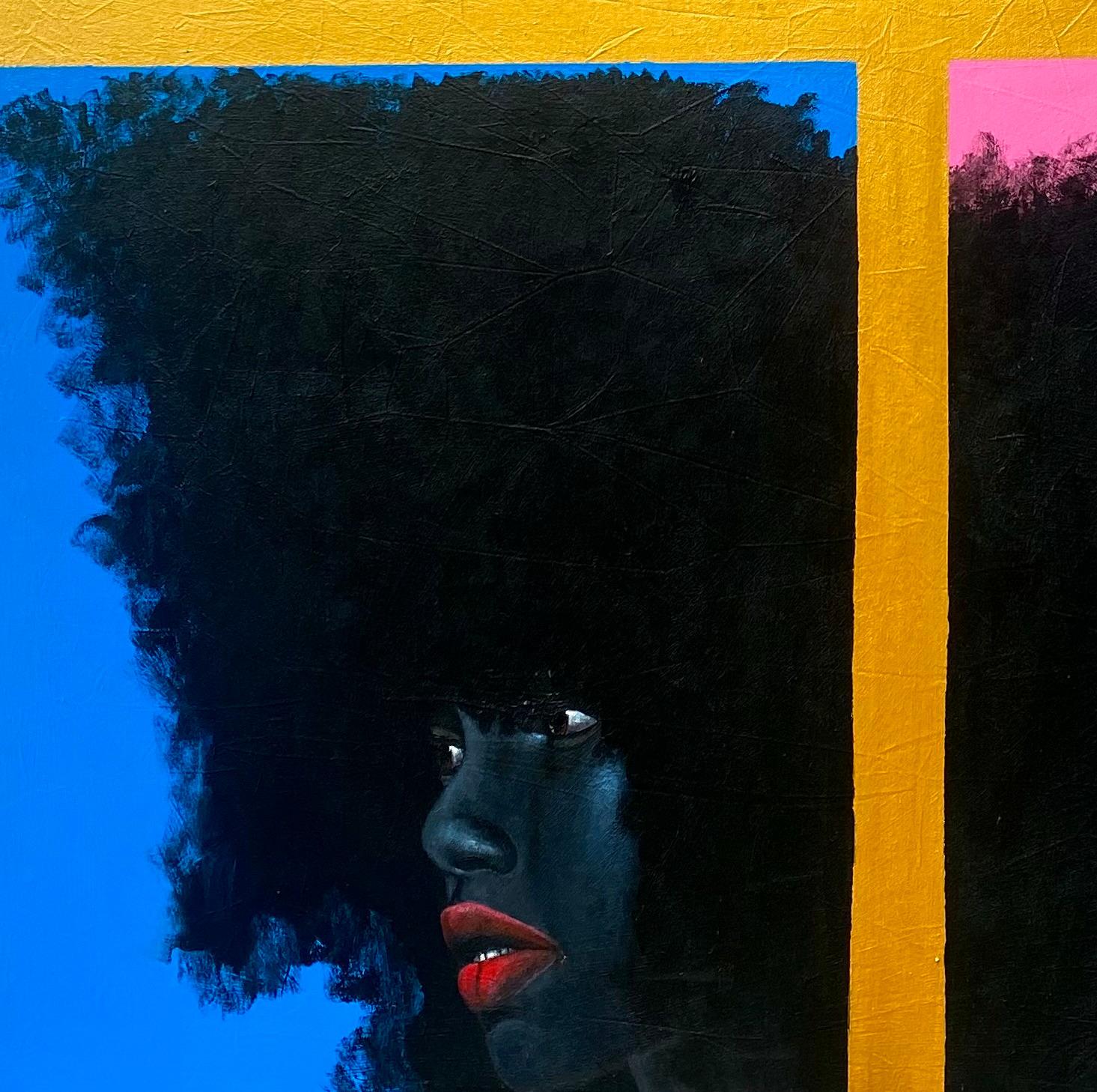 Face and Phases - 21st Century, Contemporary, Figurative Portrait, African Women - Black Figurative Painting by Samson Toba