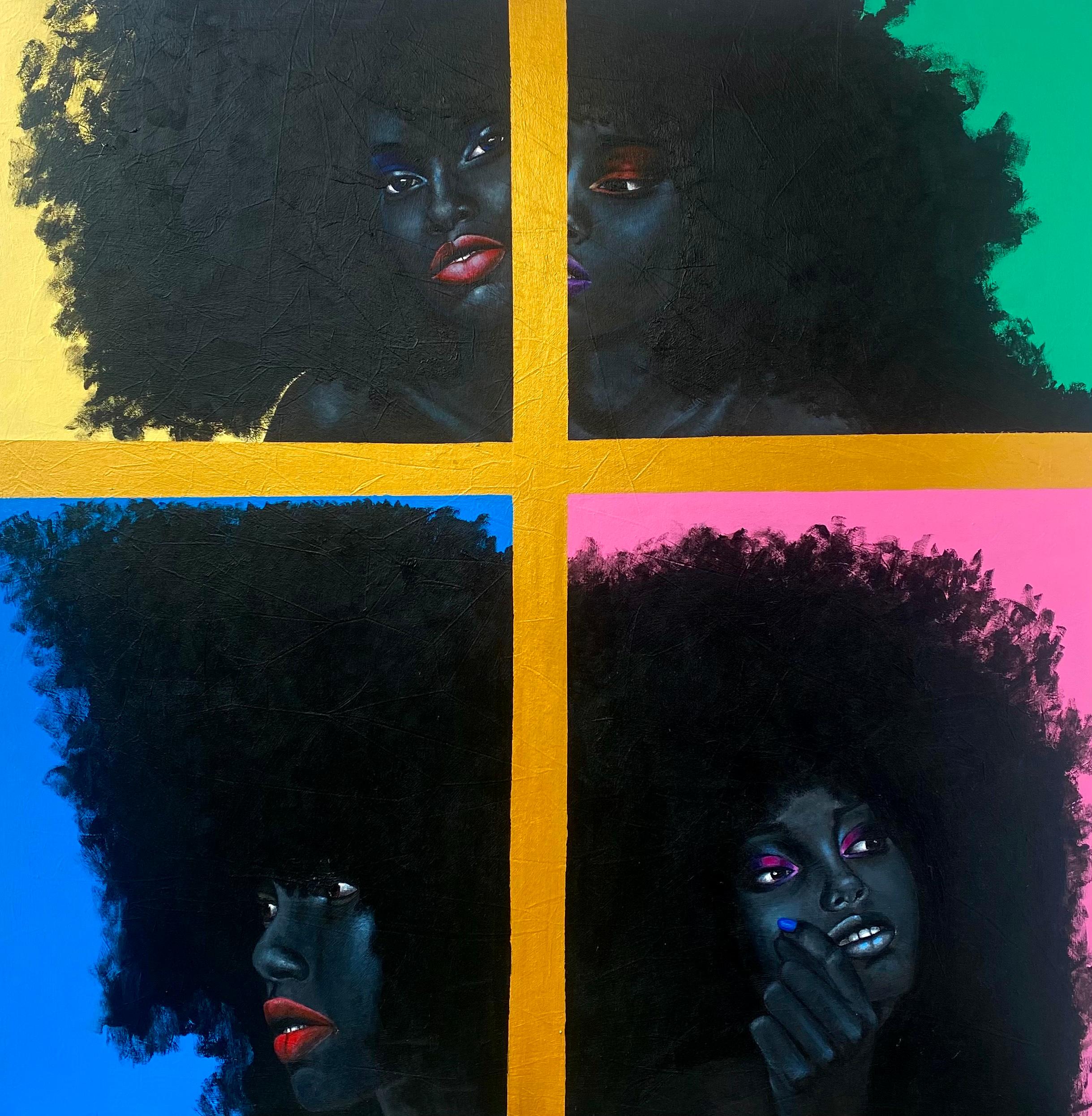 Samson Toba Figurative Painting - Face and Phases - 21st Century, Contemporary, Figurative Portrait, African Women