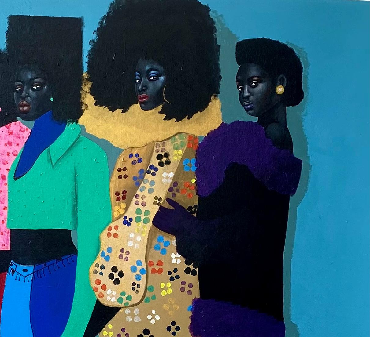 Déclaration de mode -21e siècle, Contemporain, Portrait figuratif, Femme moderne - Bleu Portrait Painting par Samson Toba