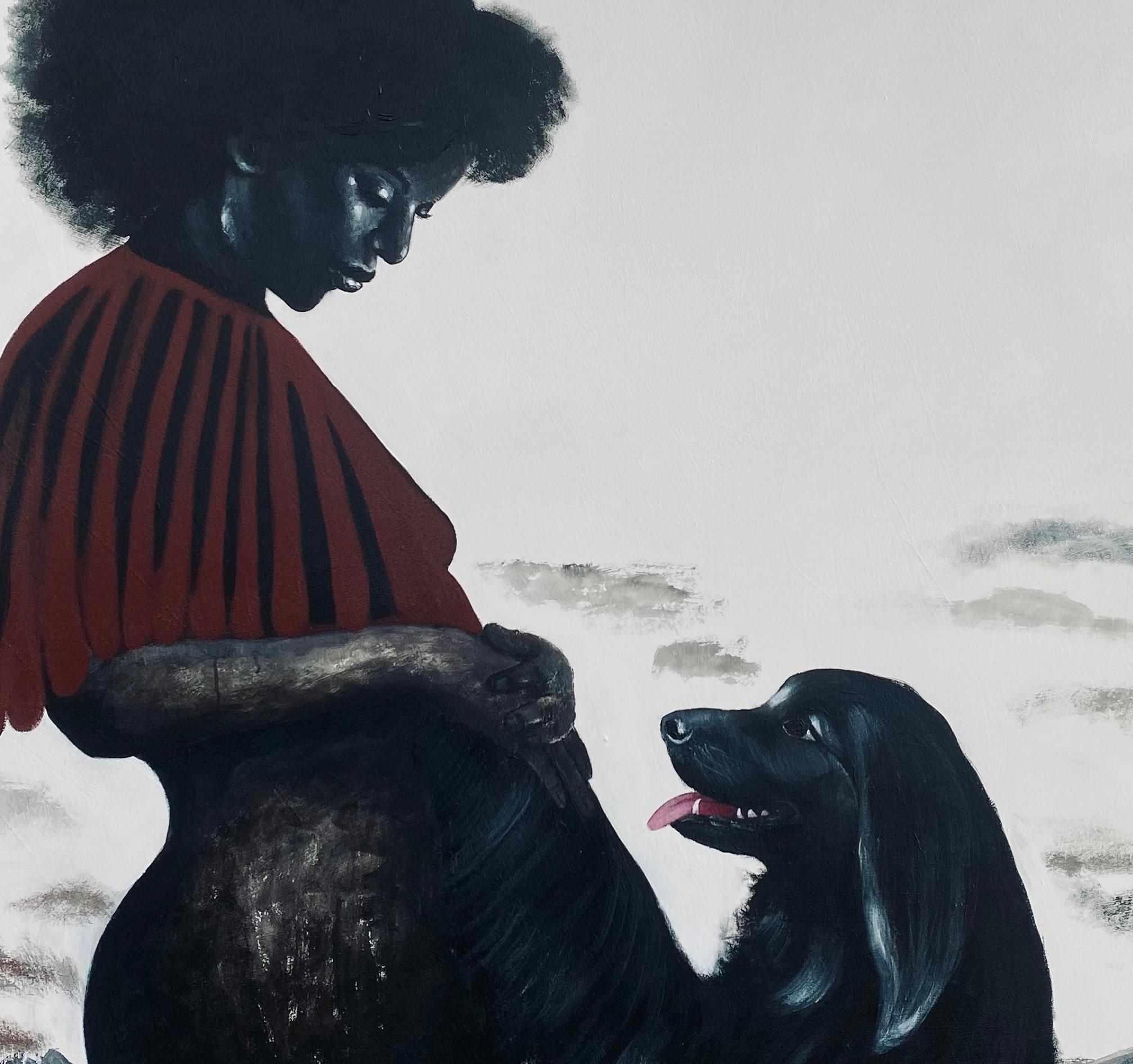 Malaika - 21st Century, Contemporary, Figurative Portrait, Women, Dog, Mothers 1