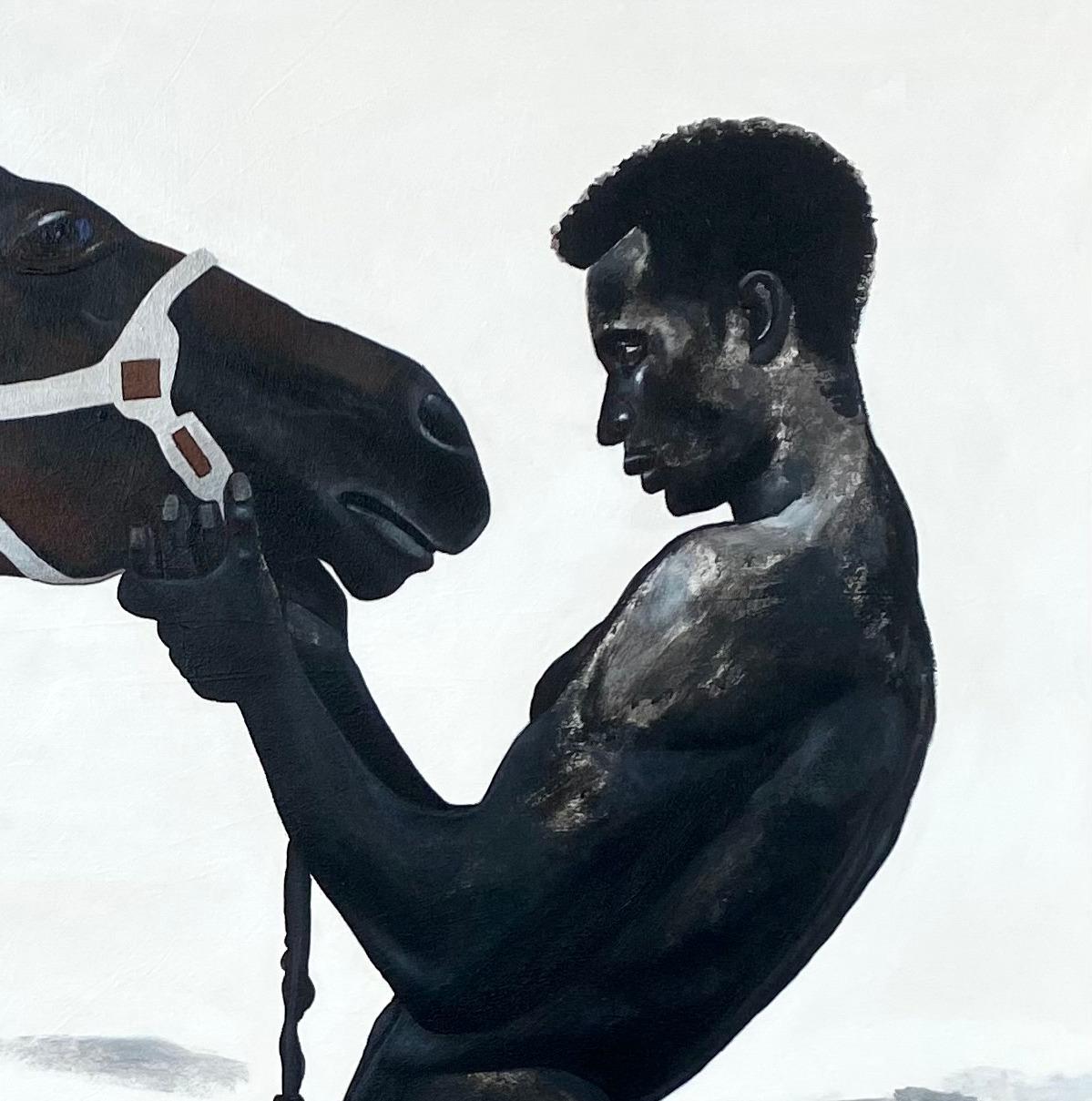 Relentless - 21st Century, Contemporary, Figurative Portrait, Horse, Cowboy, Man - Expressionist Painting by Samson Toba