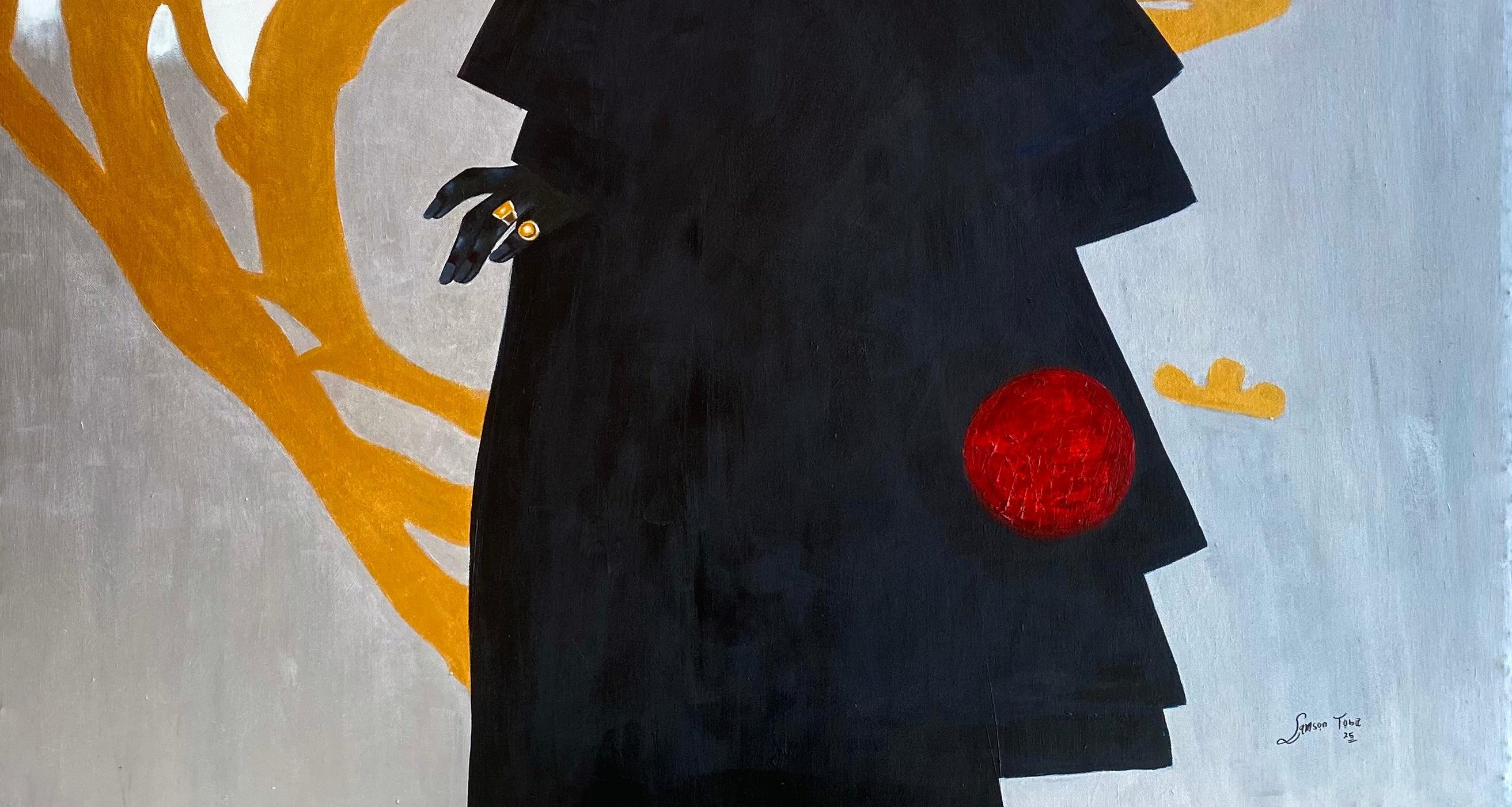 A Silver et Gold J'ai tout sauf le bonheur ? -21e siècle, Figurative contemporaine - Contemporain Painting par Samson Toba