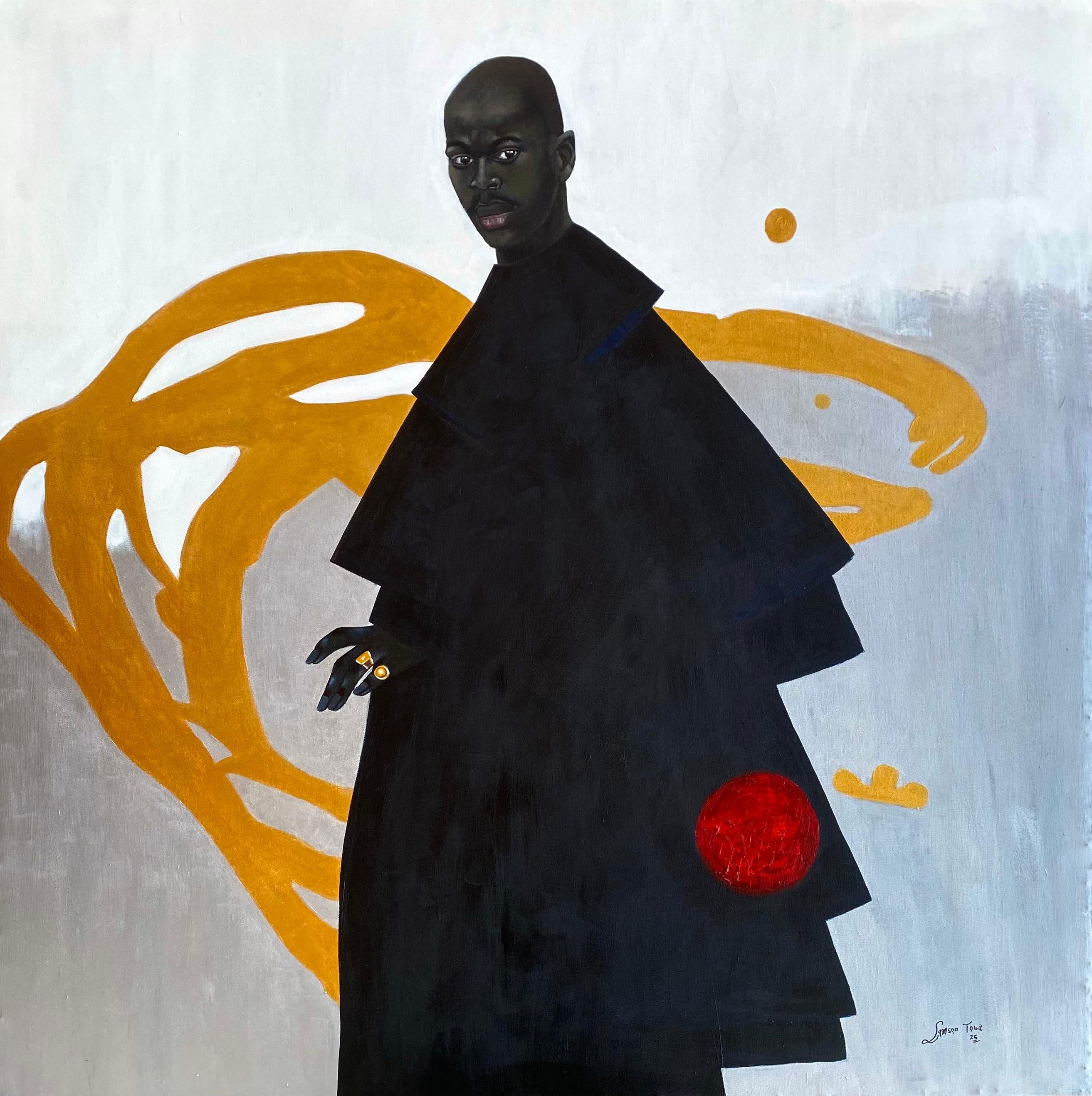 Portrait Painting Samson Toba - A Silver et Gold J'ai tout sauf le bonheur ? -21e siècle, Figurative contemporaine