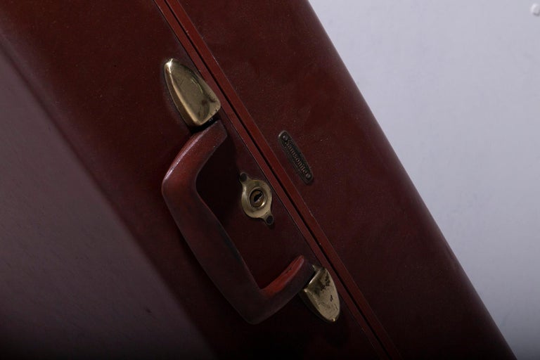 Lot De Valises Vintage SAMSONITE Des Années 1950 - Cuir Synthétique Marron - Antiquité