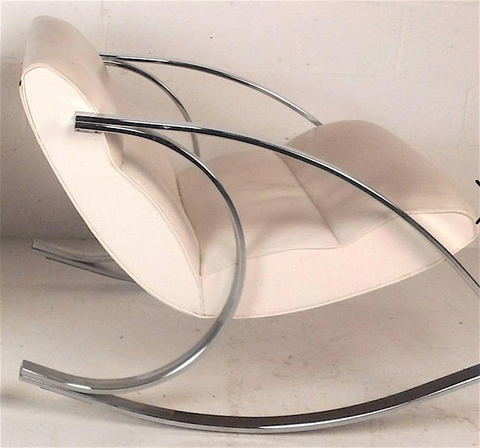 Mid-Century Modern Samton Metal Chrome Rocking Chair For Sale