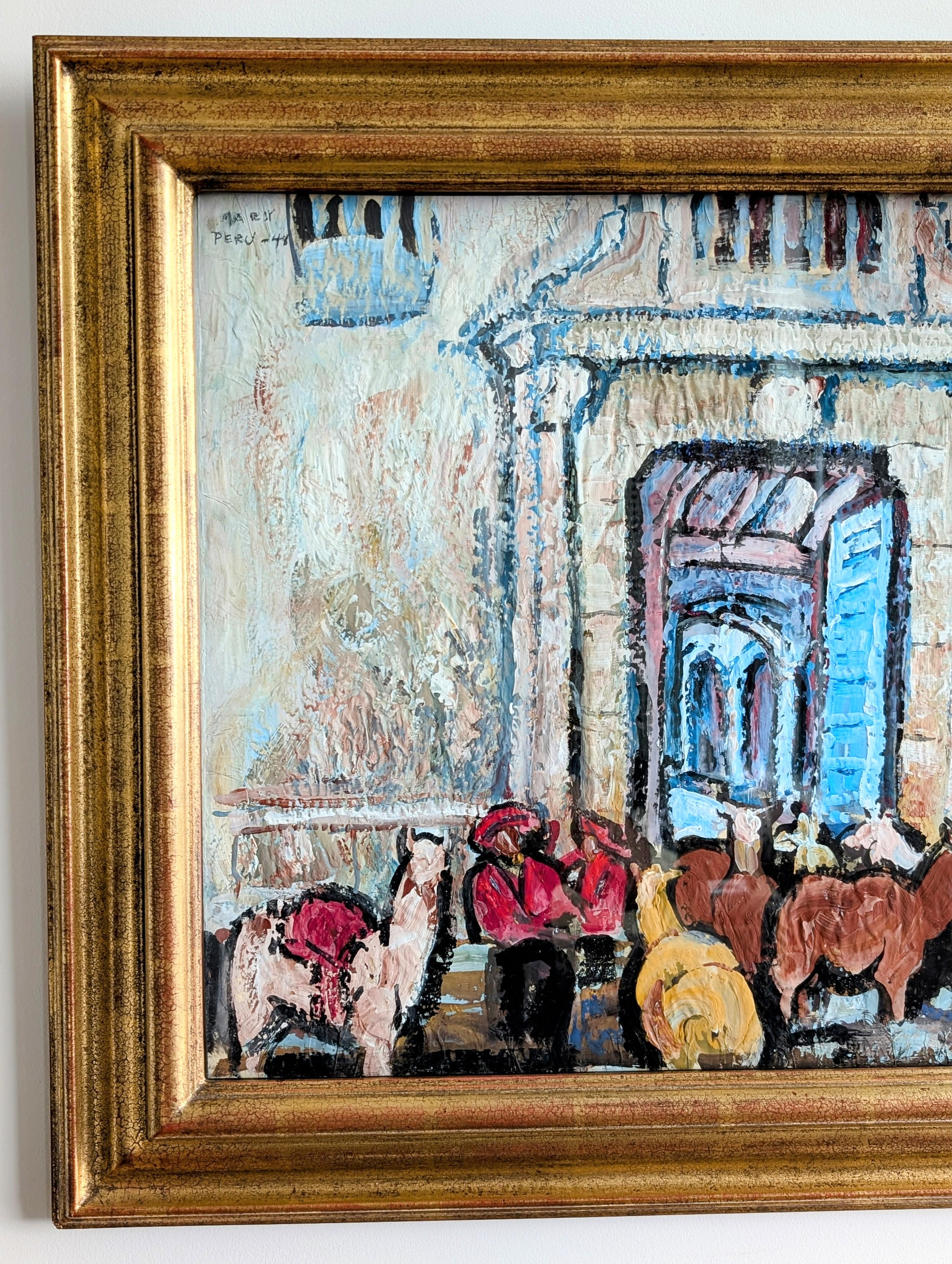 SAMUEL A. Marx ( 1885-1964) Gemälde Öl auf Papier, Peru 1948 (20. Jahrhundert) im Angebot