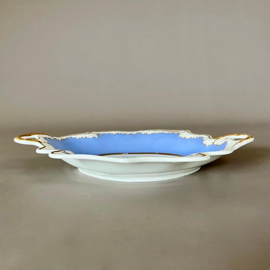 Samuel Alcock 2-Handled Dish, Periwinkle Blue, Lilac, with Flowers, ca 1823 For Sale 2