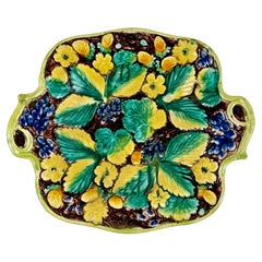 Antique Samuel Alcock & Co. Majolica Strawberry & Grape Cluster Dessert Tray, circa 1850