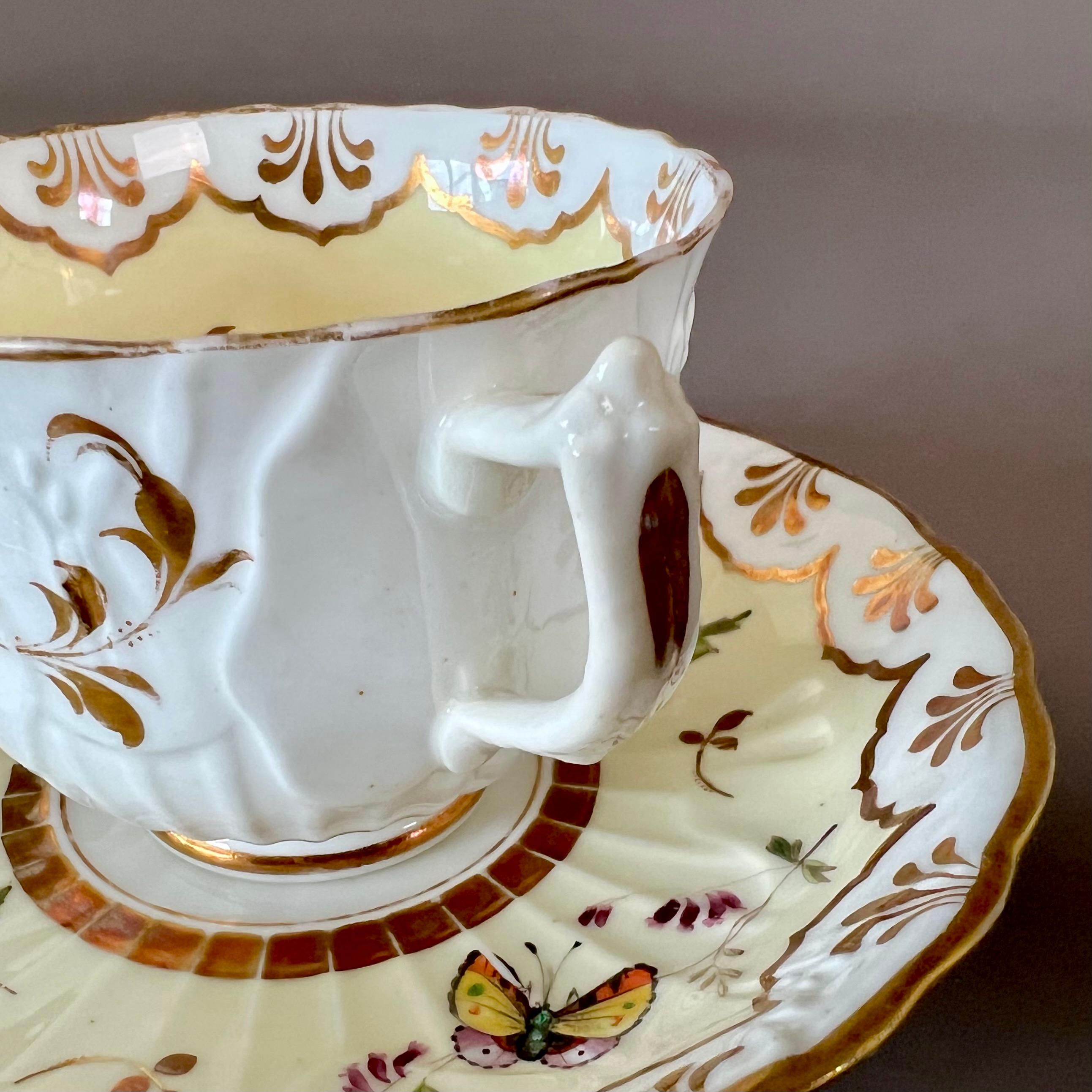 Samuel Alcock Coffee Cup, Pale Yellow, Flowers and Butterflies, ca 1834 6