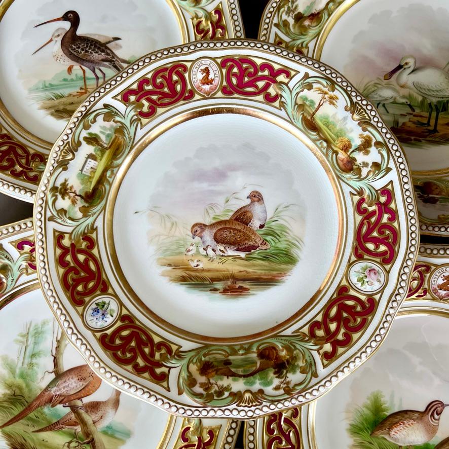 Service à dessert Samuel Alcock, bordure Alma crêtée avec oiseaux, 1855 en vente 3