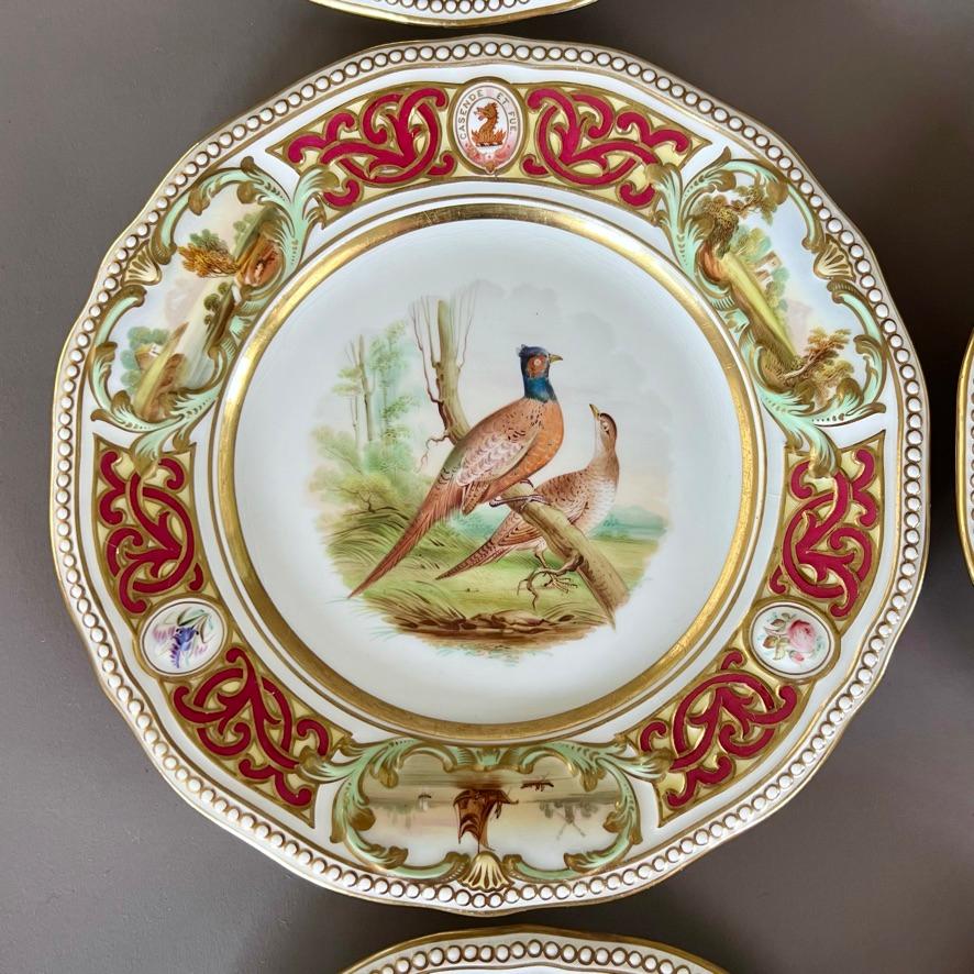 Service à dessert Samuel Alcock, bordure Alma crêtée avec oiseaux, 1855 en vente 7