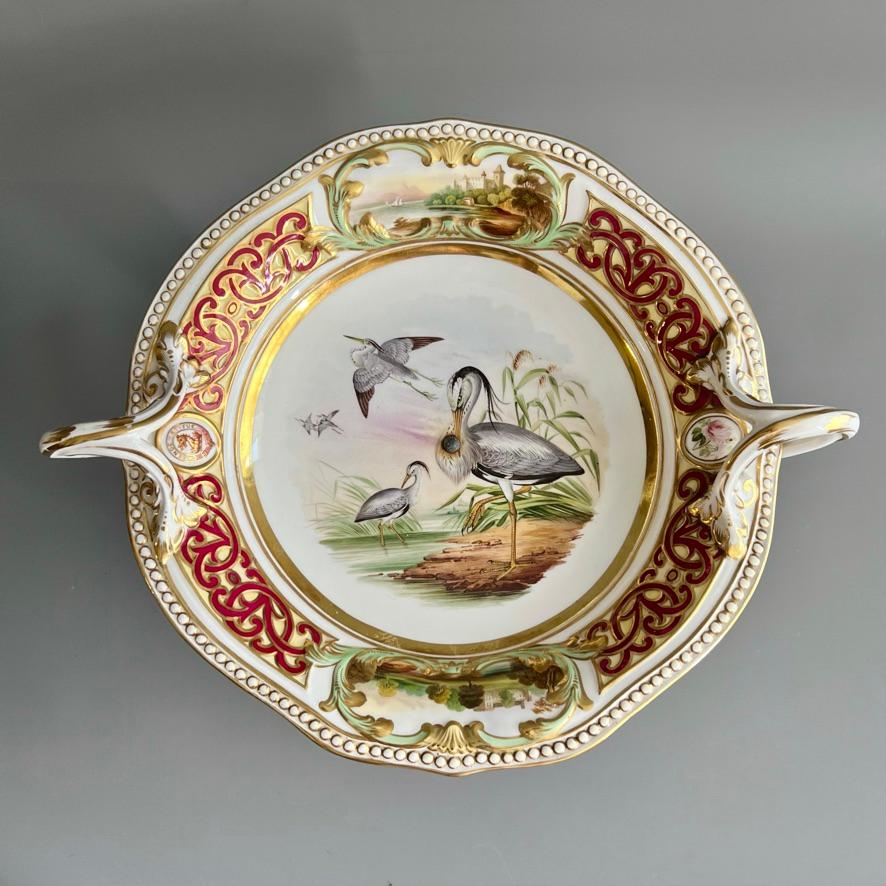 English Samuel Alcock Dessert Service, Crested Alma Border with Birds, 1855 For Sale
