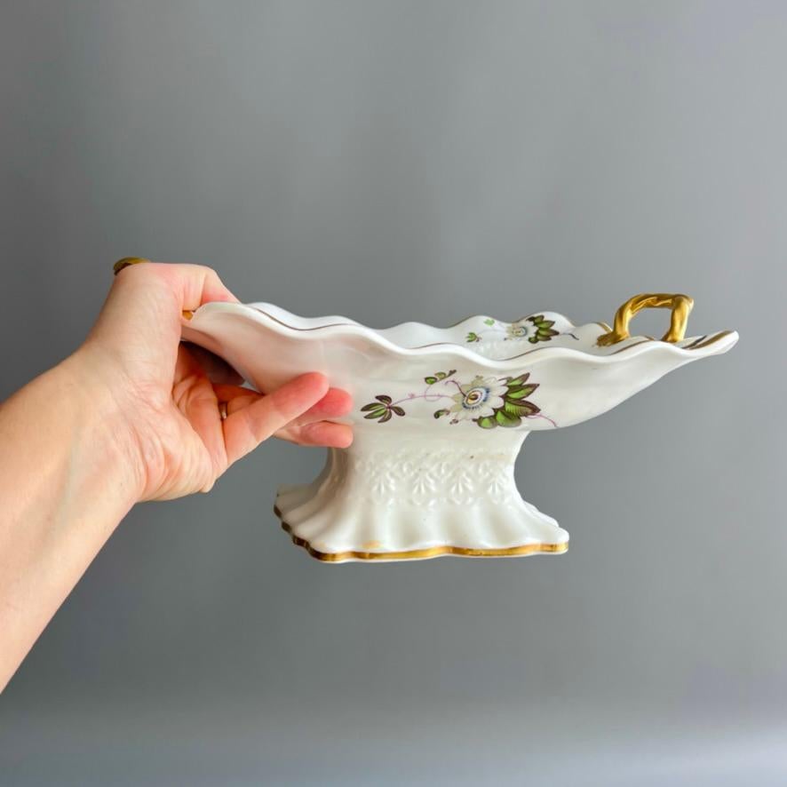 Regency Samuel Alcock Footed Comport, Embossed, White with Passion Flower, ca 1824 For Sale