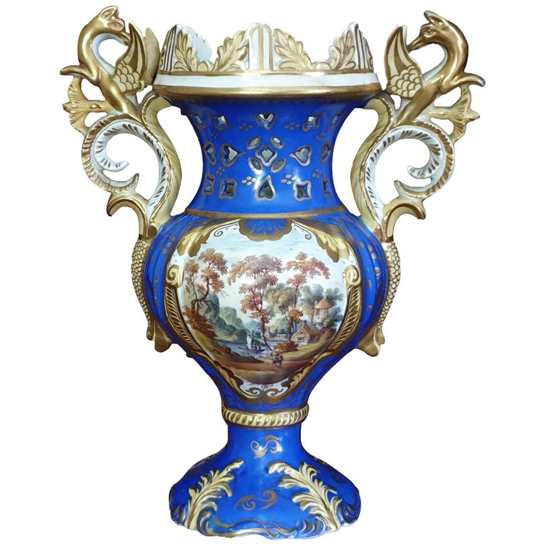 19th Century Samuel Alcock Griffin Hand Painted Landscapes Rococo Revival  Vase For Sale at 1stDibs | rococo vase, vase rococo