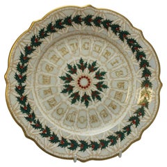 Samuel Alcock hand coloured porcelain Christmas plate