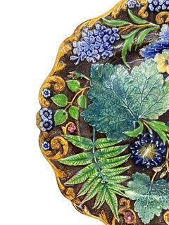 Samuel Alcock Majolica Botanical Plate, English, circa 1875