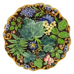Samuel Alcock Majolica Botanical Plate, English, circa 1875