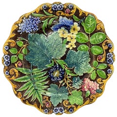 Samuel Alcock Majolica Botanical Plate, English, circa 1875