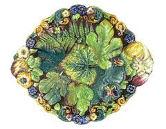 Samuel Alcock Majolica Botanical Large Compote, English, circa 1875