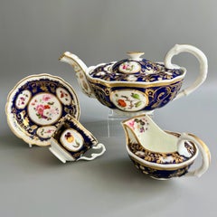 Samuel Alcock Milk Jug Creamer, cobalt Blue, Gilt Vines and Flowers, ca 1825