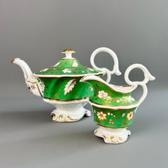 Samuel Alcock Milk Jug Creamer, Emerald Green "Writhen" Shape, ca 1826