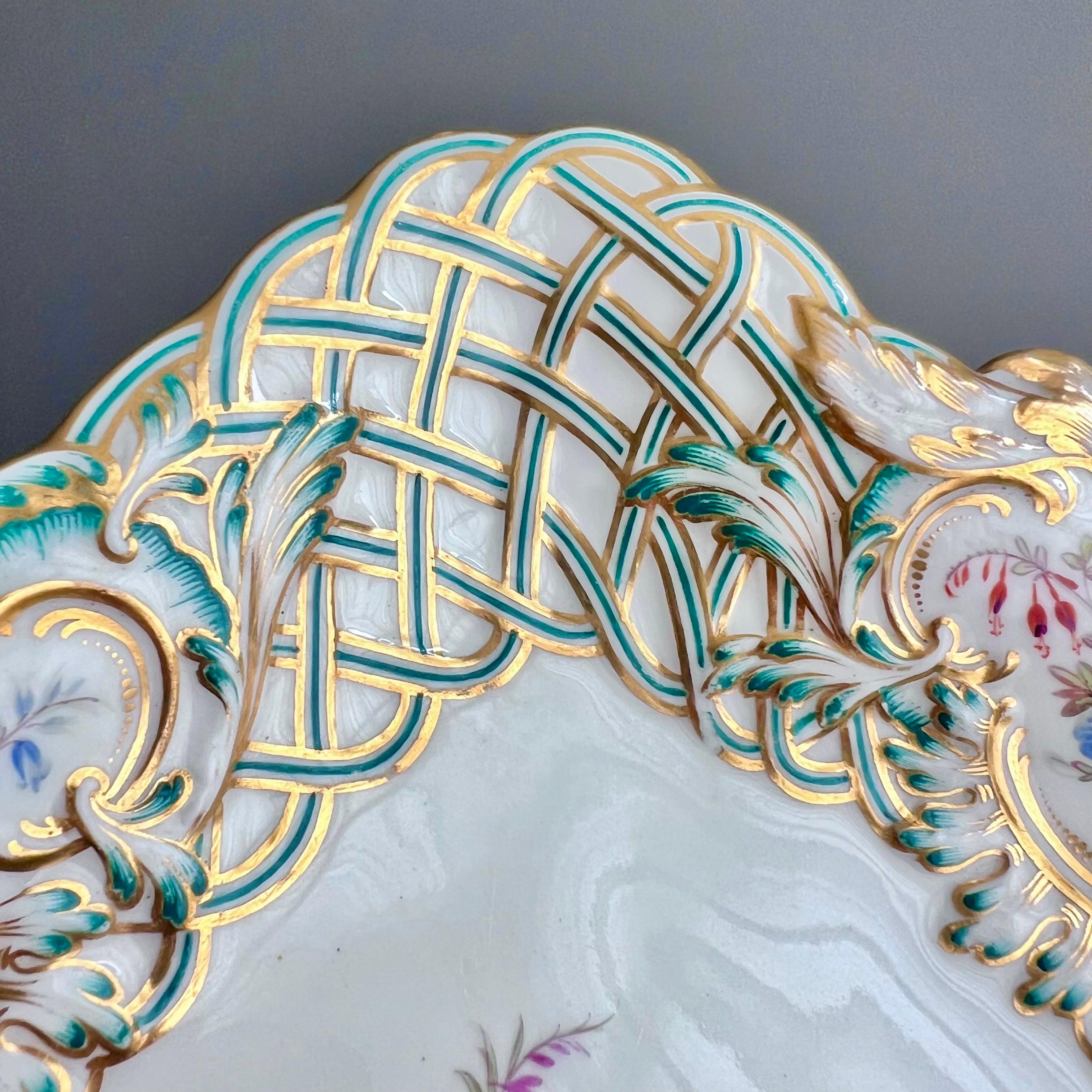 Minton Pair of Rectangular Dishes, Newcastle Embossed, Flowers J. Bancroft, 1857 For Sale 3