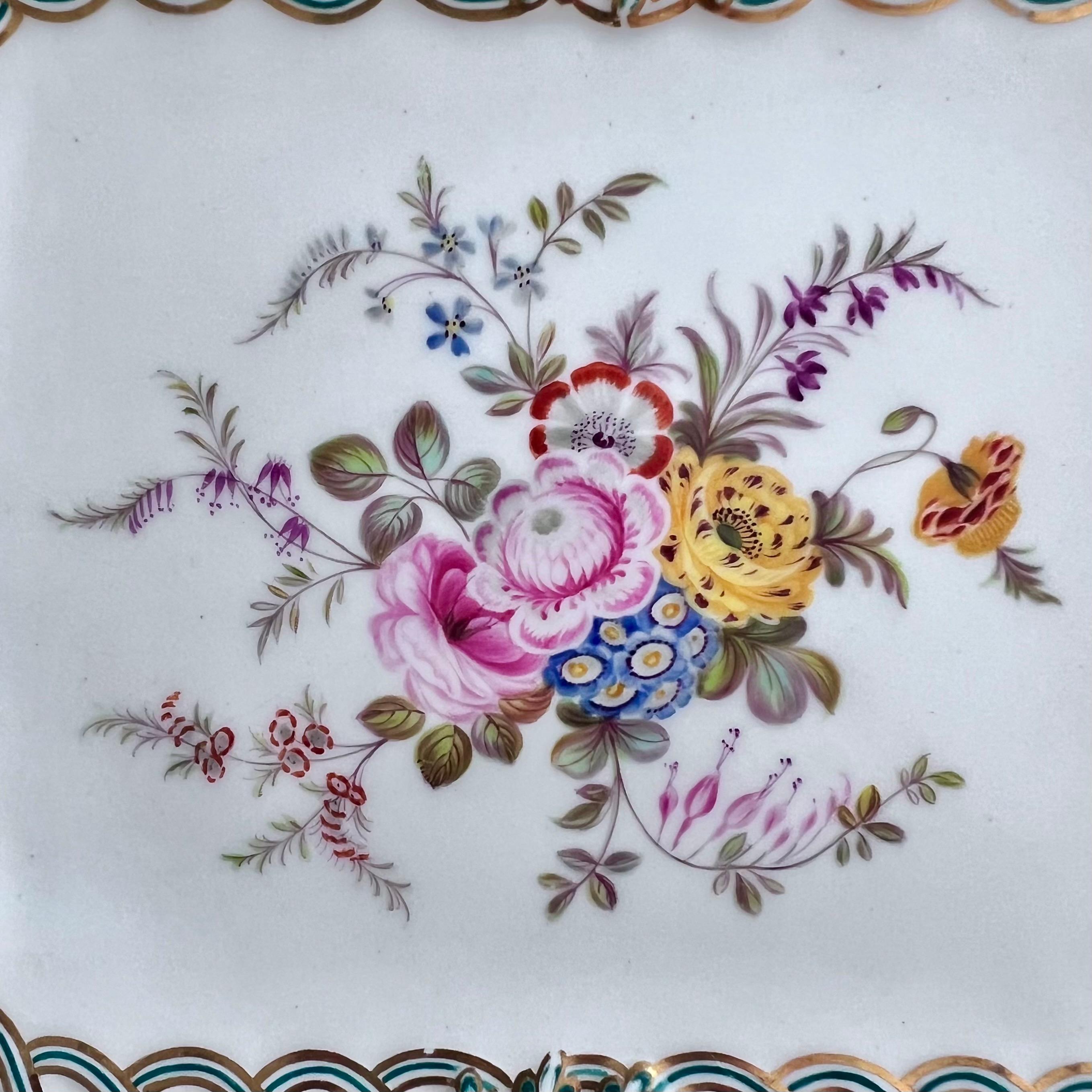 Minton Pair of Rectangular Dishes, Newcastle Embossed, Flowers J. Bancroft, 1857 In Good Condition For Sale In London, GB