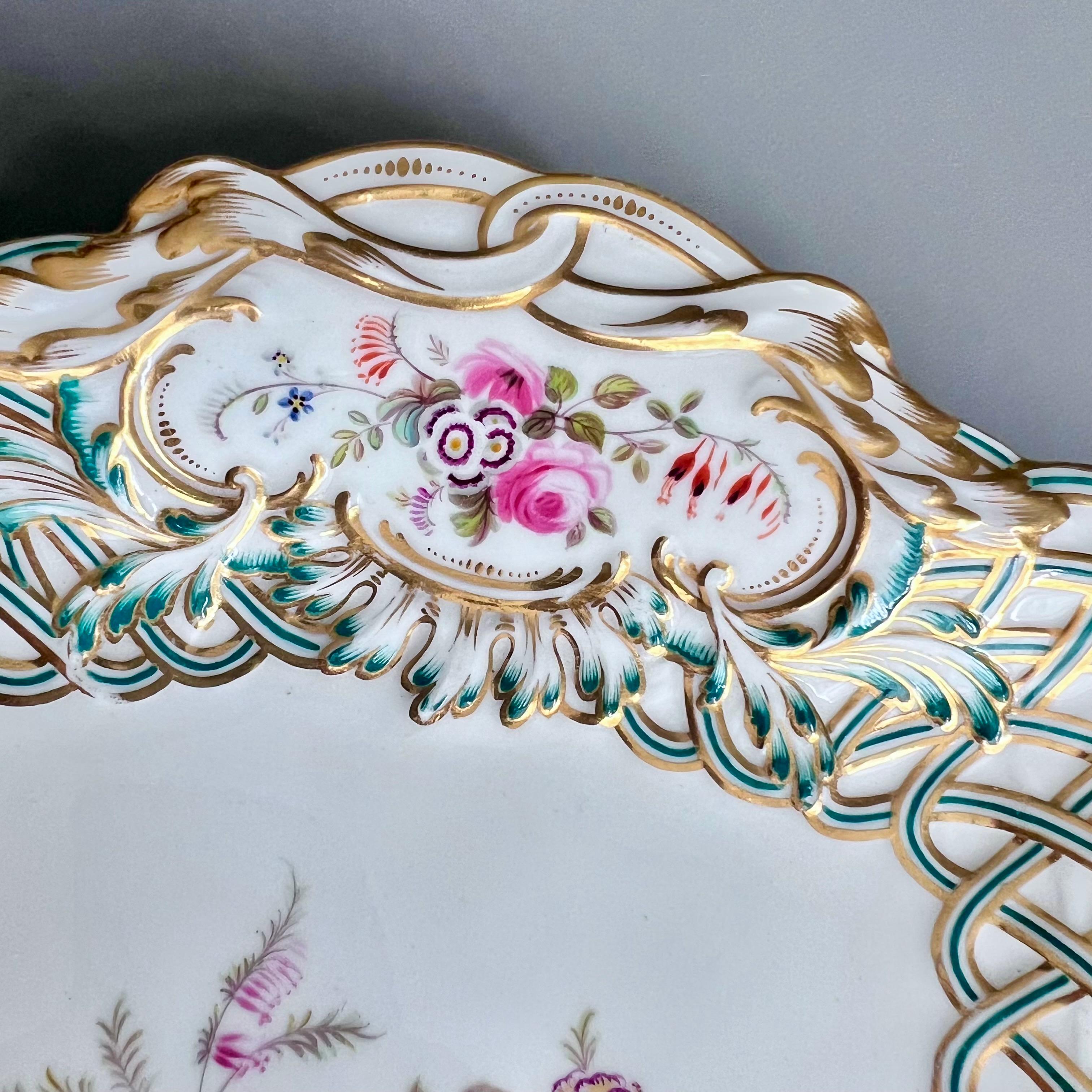 Minton Pair of Rectangular Dishes, Newcastle Embossed, Flowers J. Bancroft, 1857 For Sale 2