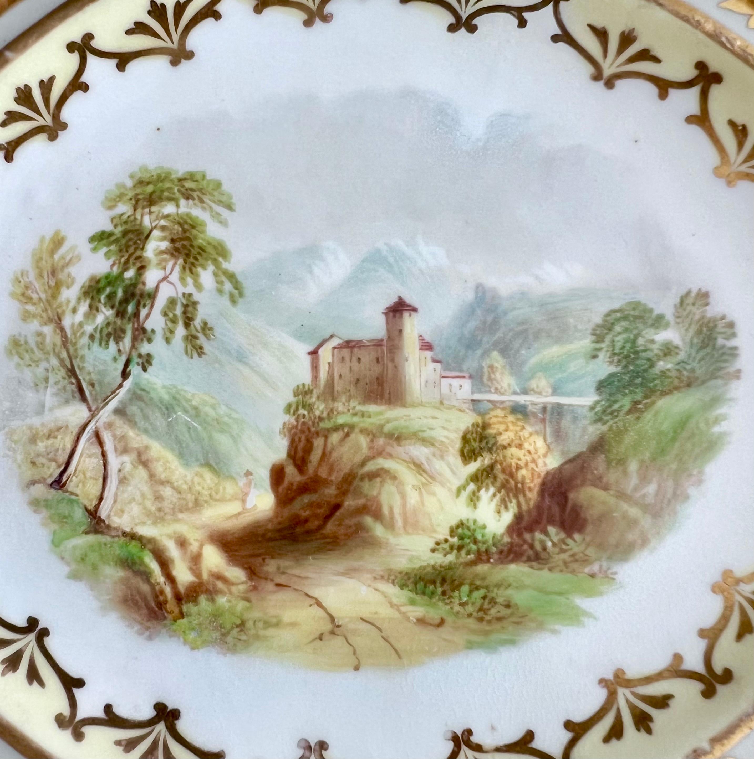 Inglese Samuel Alcock Coppia di bussole basse, grigie, dorate con paesaggi e fiori, 1859 ca. in vendita